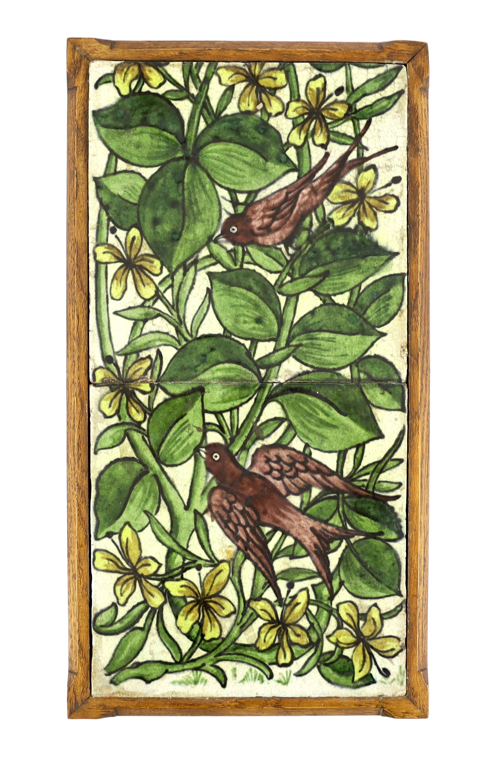 William de Morgan (1839-1917), a double tile ‘bird’ panel, Merton Abbey period (1882-1888)